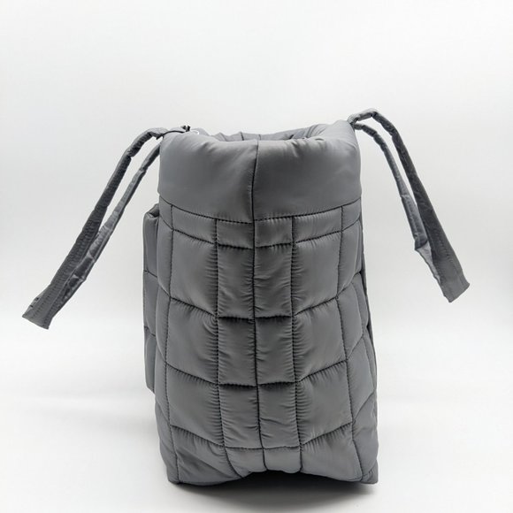 MICHAEL KORS Stirling quilted recycled nylon puffy LARGE travel tote -GRAY - Picture 6 of 15